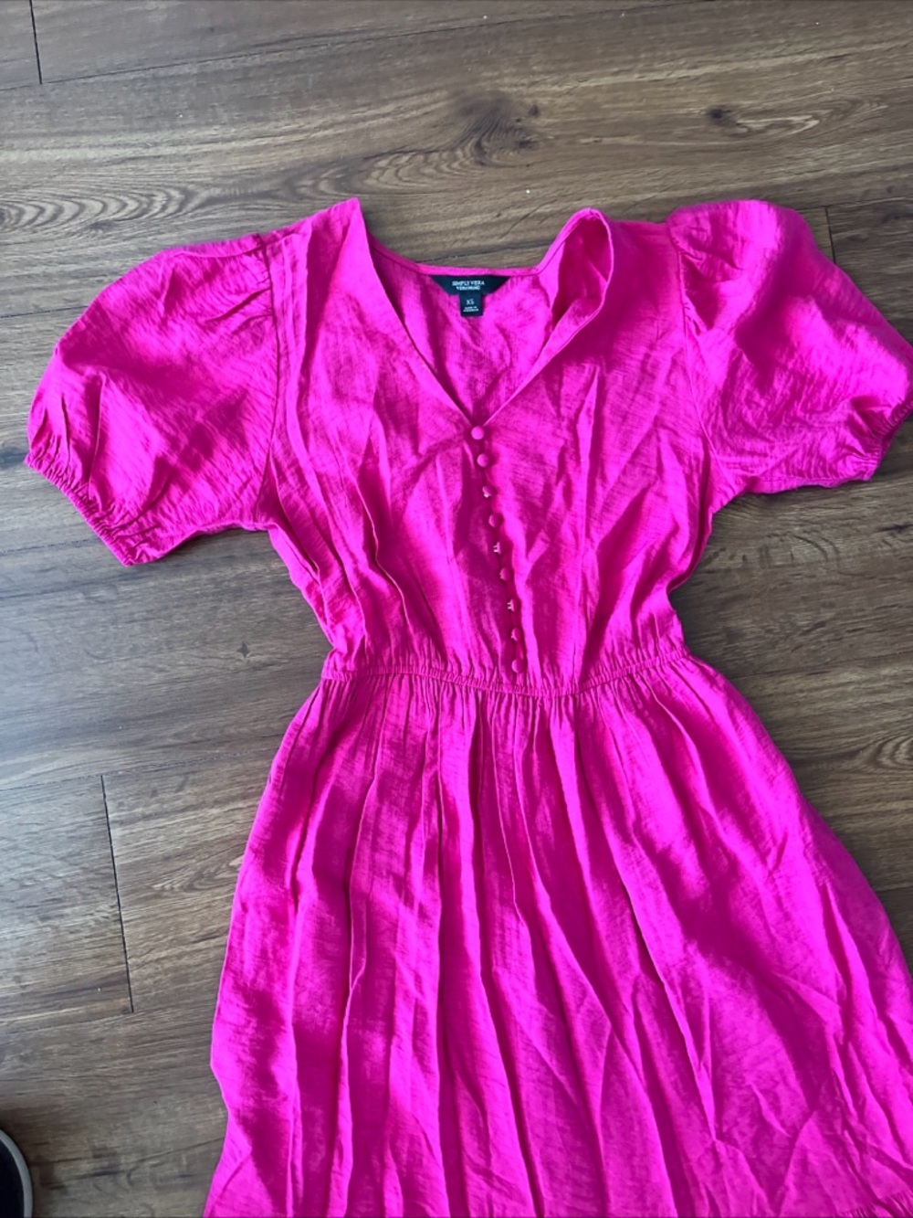 Simply Vera Vera Wang Hot Pink Maxi Dress with Button Bodice - Picture 5 of 8